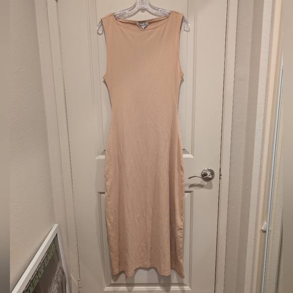 Weworewhat Boat Neck Midi Beige Classic Elegant Dress Size Large - Picture 1 of 12